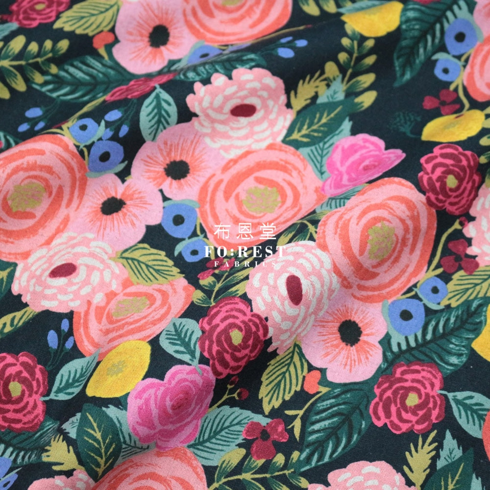 Cotton Linen - Garden Party Juliet Rose fabric Navy – FO:REST Fabric 布恩堂