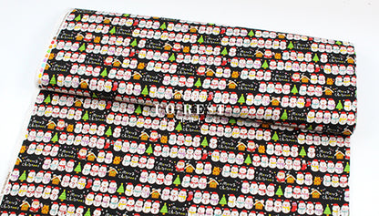 cotton - christmas Snow man fabric Black