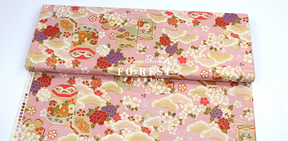 cotton - Cherry blossom Gift Box fabric Pink