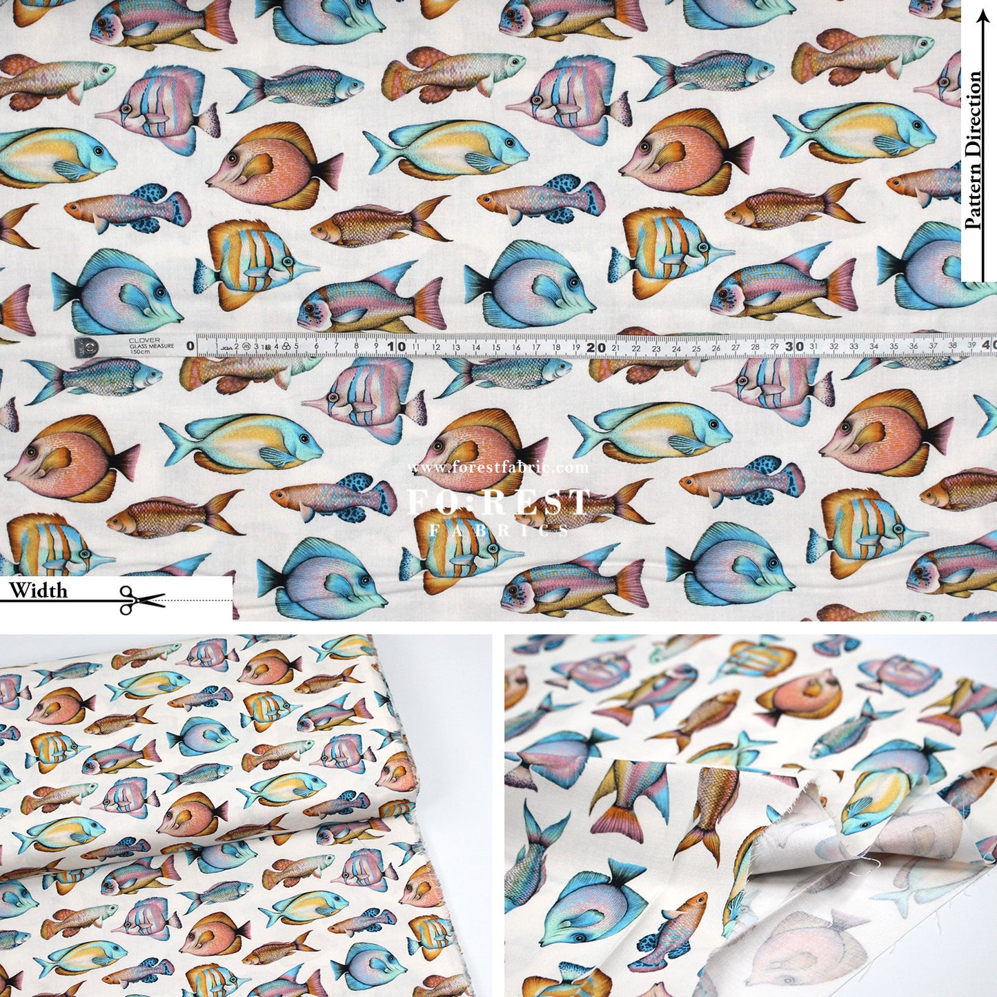 cotton - Tropical fish fabric Cream