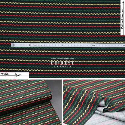 cotton - Ribbon Stripe Evergreen Metallic Fabric