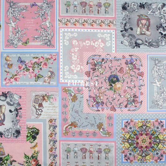 Satin Super Cotton - JoliFleur Itoi patchwork fabric GrayPink