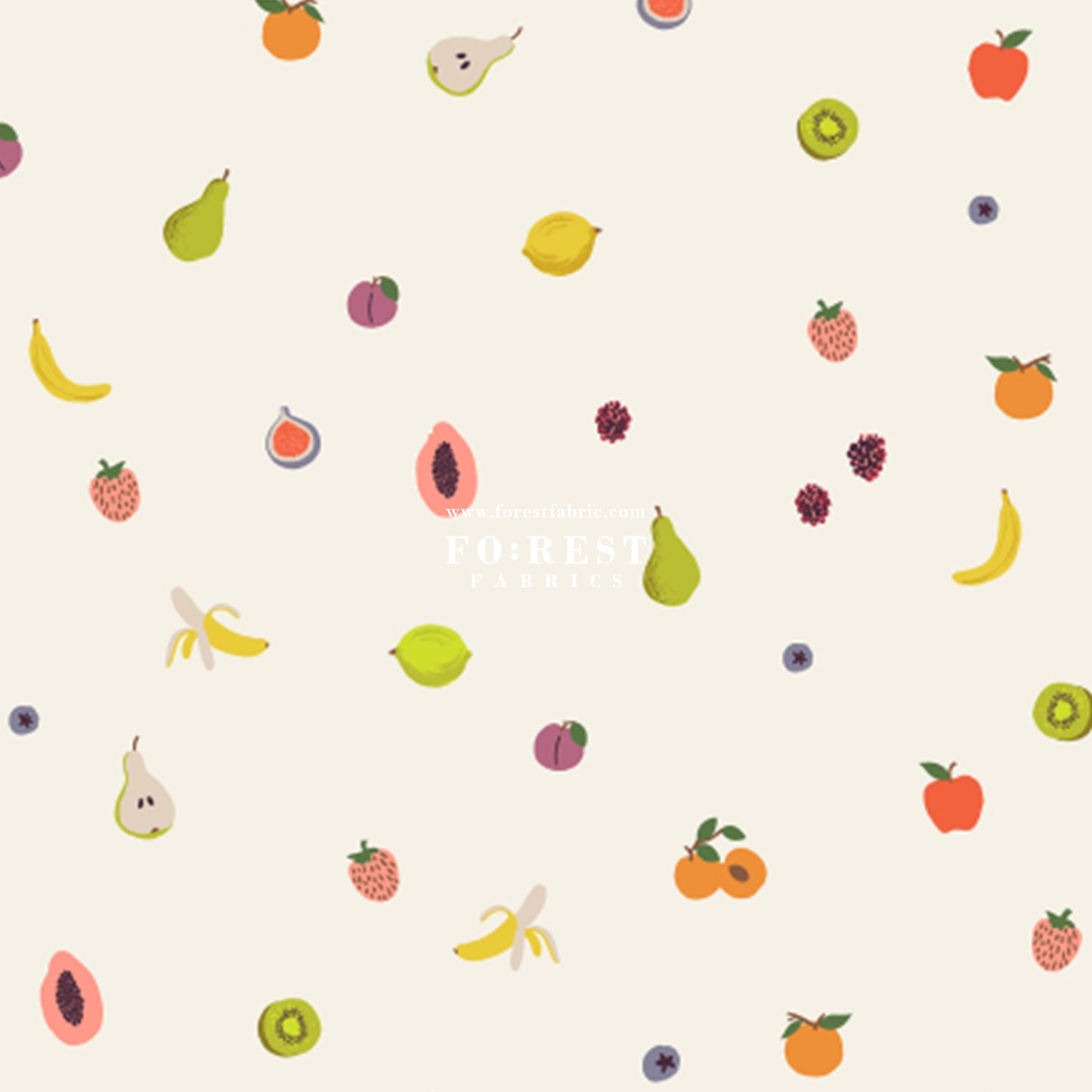 cotton - orchard Fruit Orchard - Cream fabric