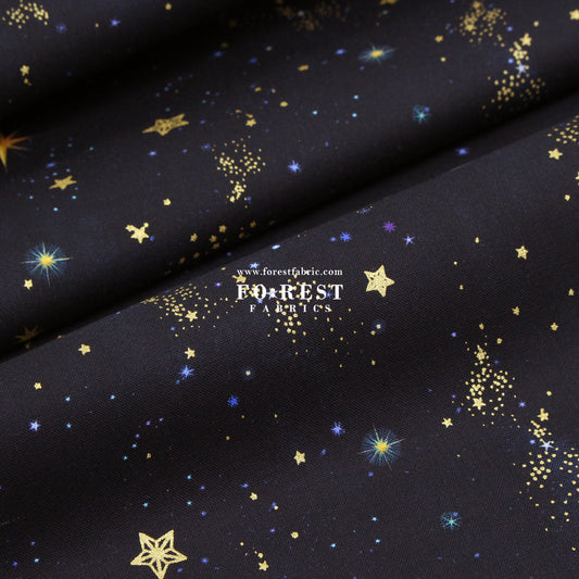 cotton - Christmas Star Metallic fabric Black