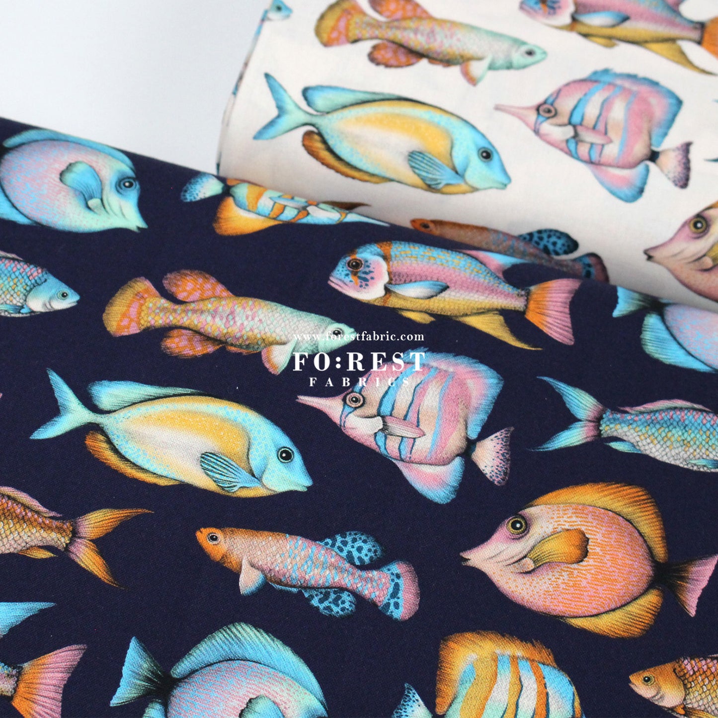 cotton - Tropical fish fabric Navy