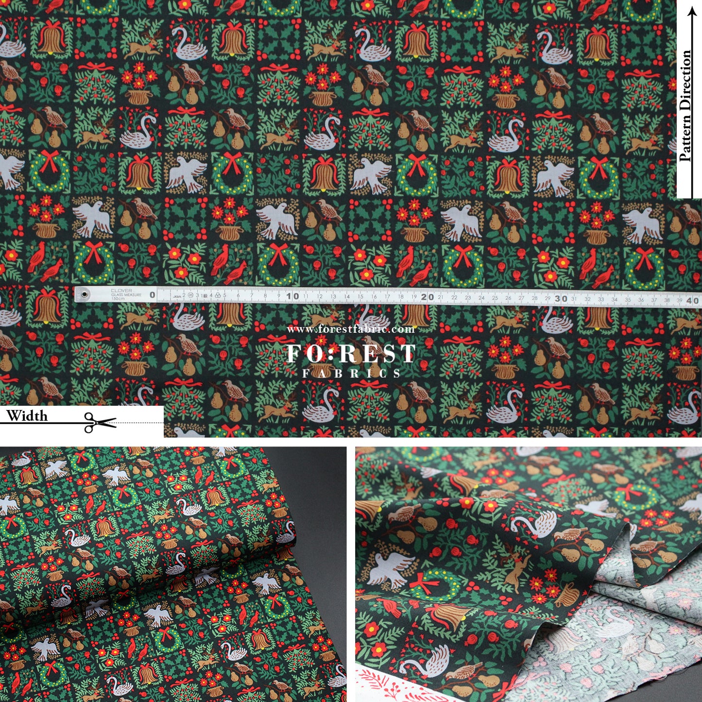 cotton - Holiday Tapestry Green Small fabric