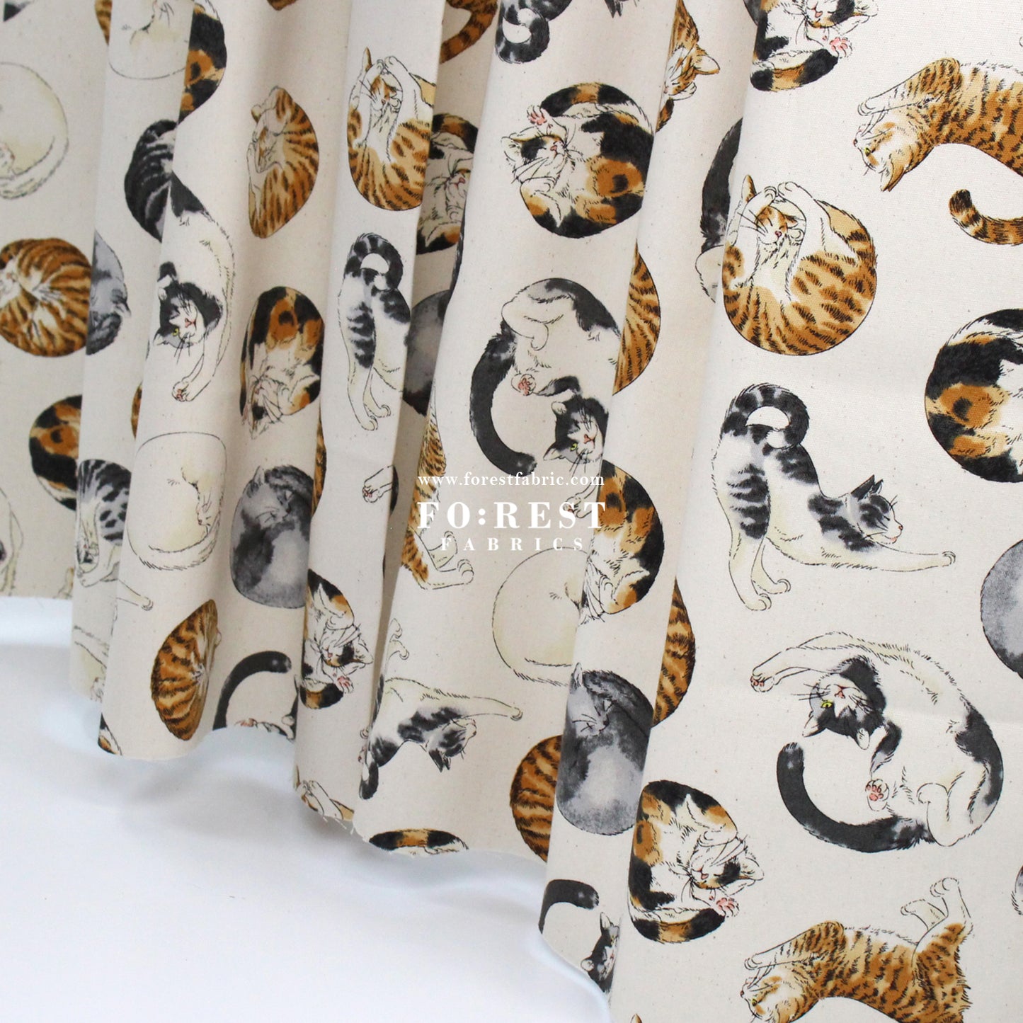 oxford - Lazy Cats fabric Natural