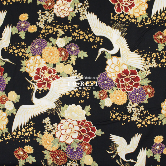 cotton - Crane fabric Black