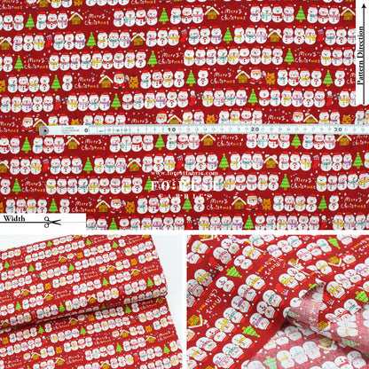 cotton - christmas Snow man fabric Red