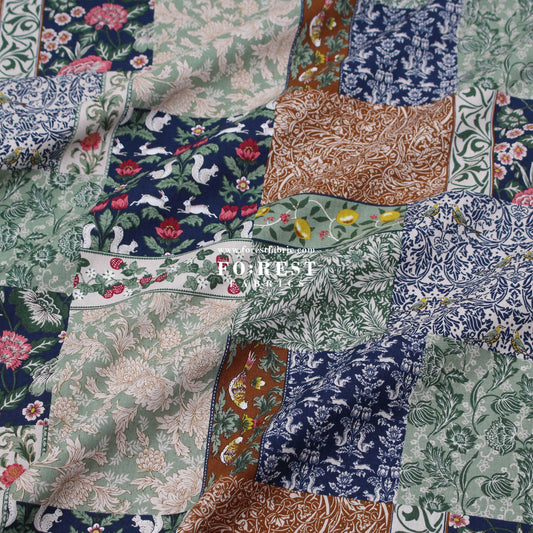 cotton - Art Nouveau Forest Flower fabric Navy