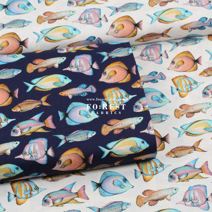 cotton - Tropical fish fabric Cream