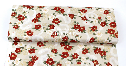 cotton - Sanke Peony金彩白蛇 fabric Cream