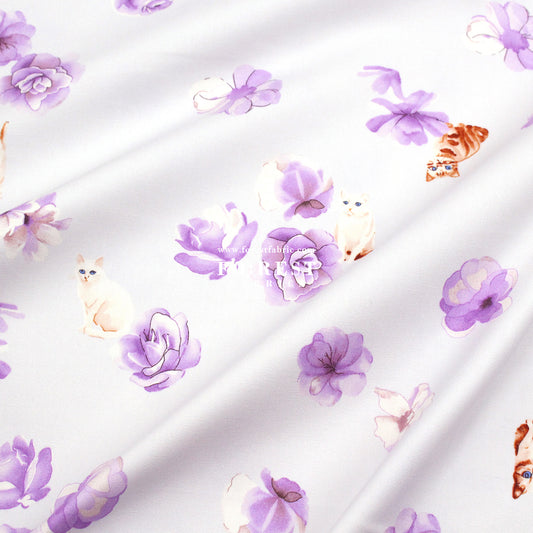 oxford - Rose Cats fabric Light Purple