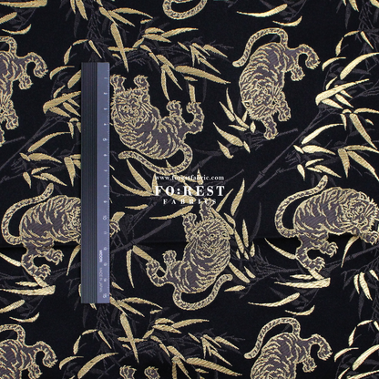 Gold Brocade - Tiger bamboo fabric Black