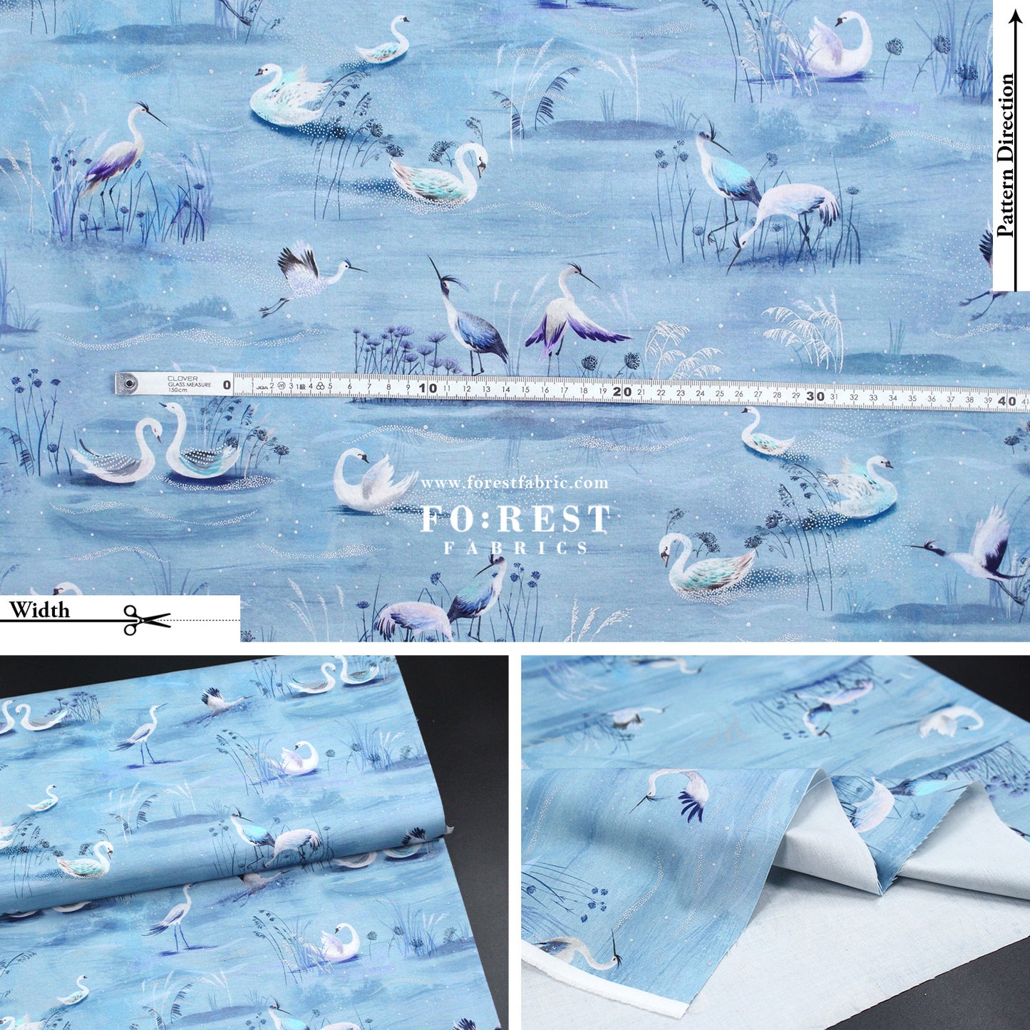 cotton - Ice Lake Sky Metallic fabric