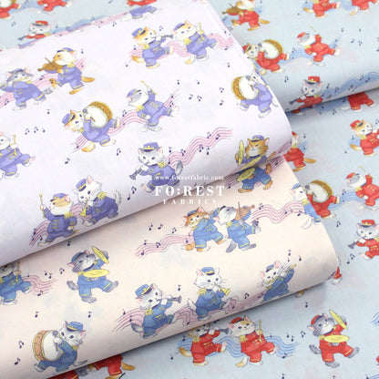 cotton - Cute Music Cats fabric Light Blue