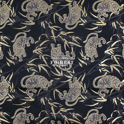 Gold Brocade - Tiger bamboo fabric Black