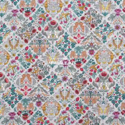 cotton - Art Nouveau Little Forest fabric Gray