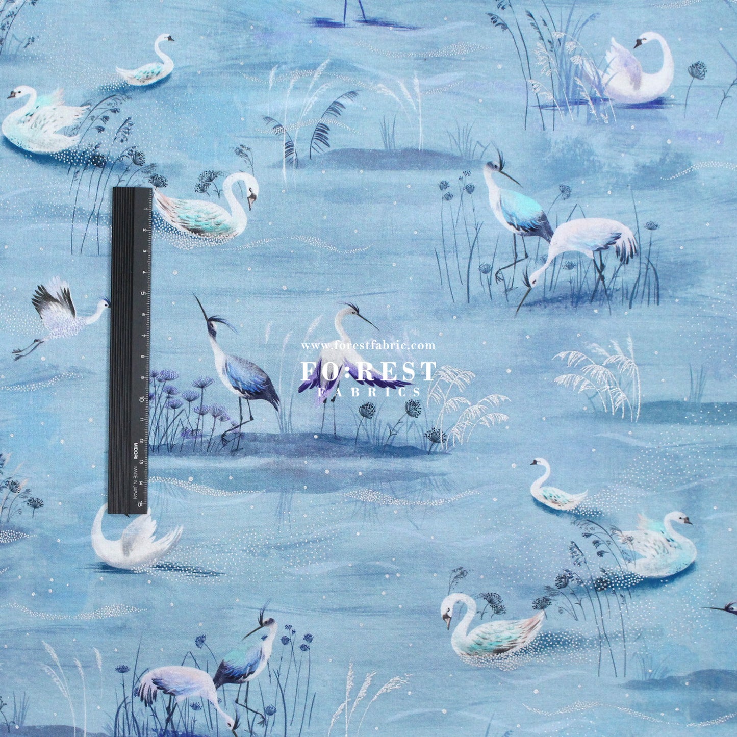 cotton - Ice Lake Sky Metallic fabric