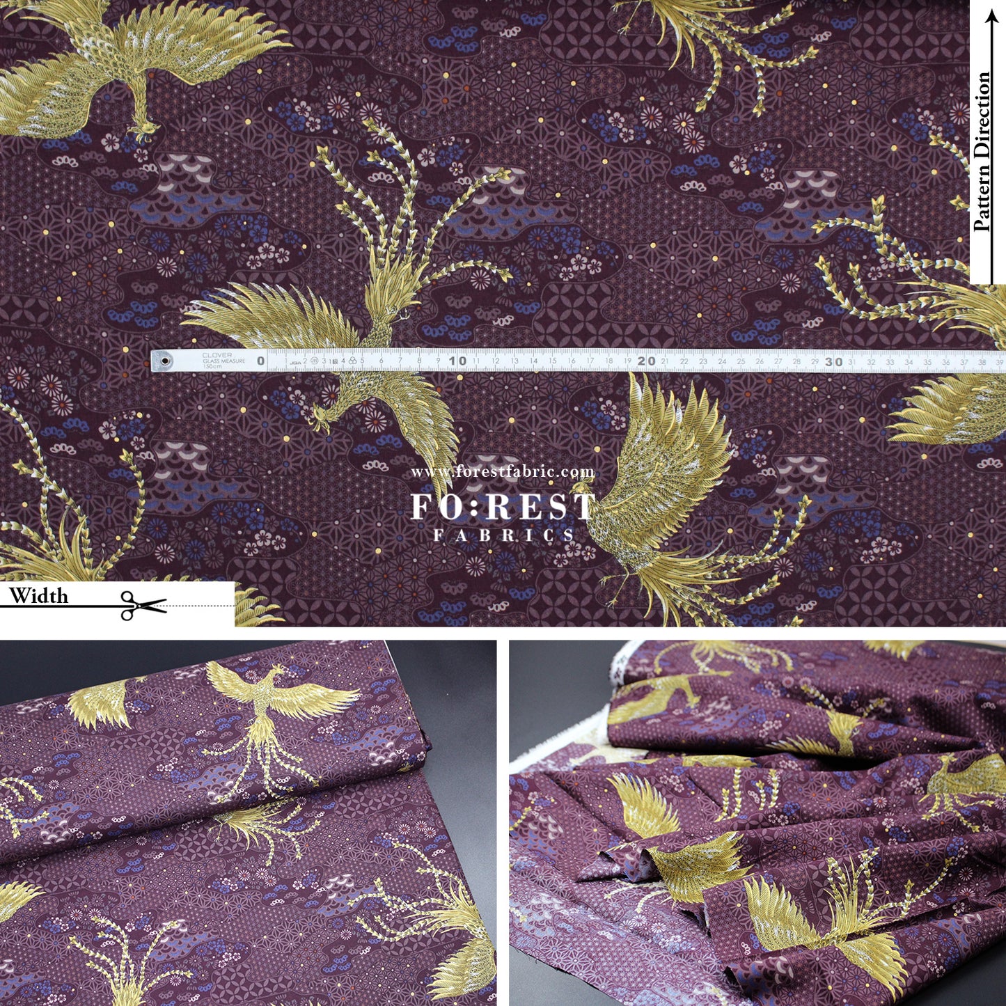 cotton - Phoenix with metallic fabric Wine