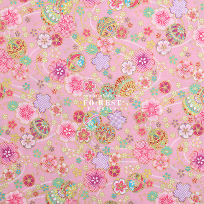 cotton - Decorative Temari Balls Sakura fabric Pink