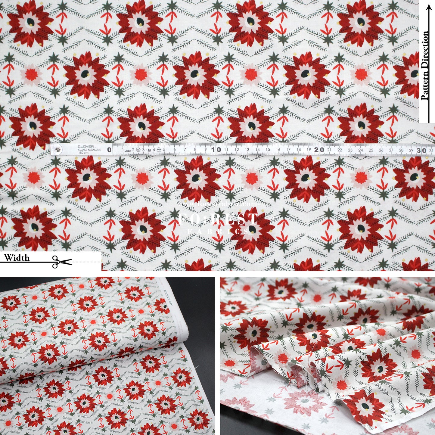 cotton - Poinsettia Crimson Metallic fabric