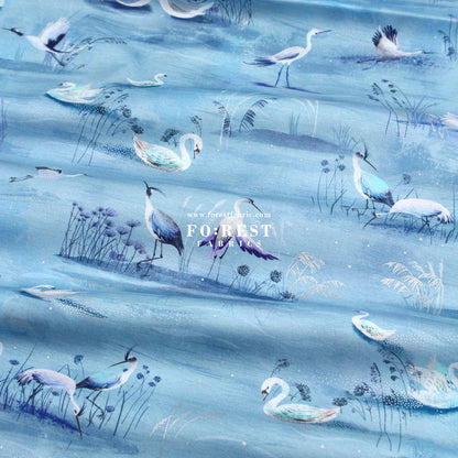 cotton - Ice Lake Sky Metallic fabric