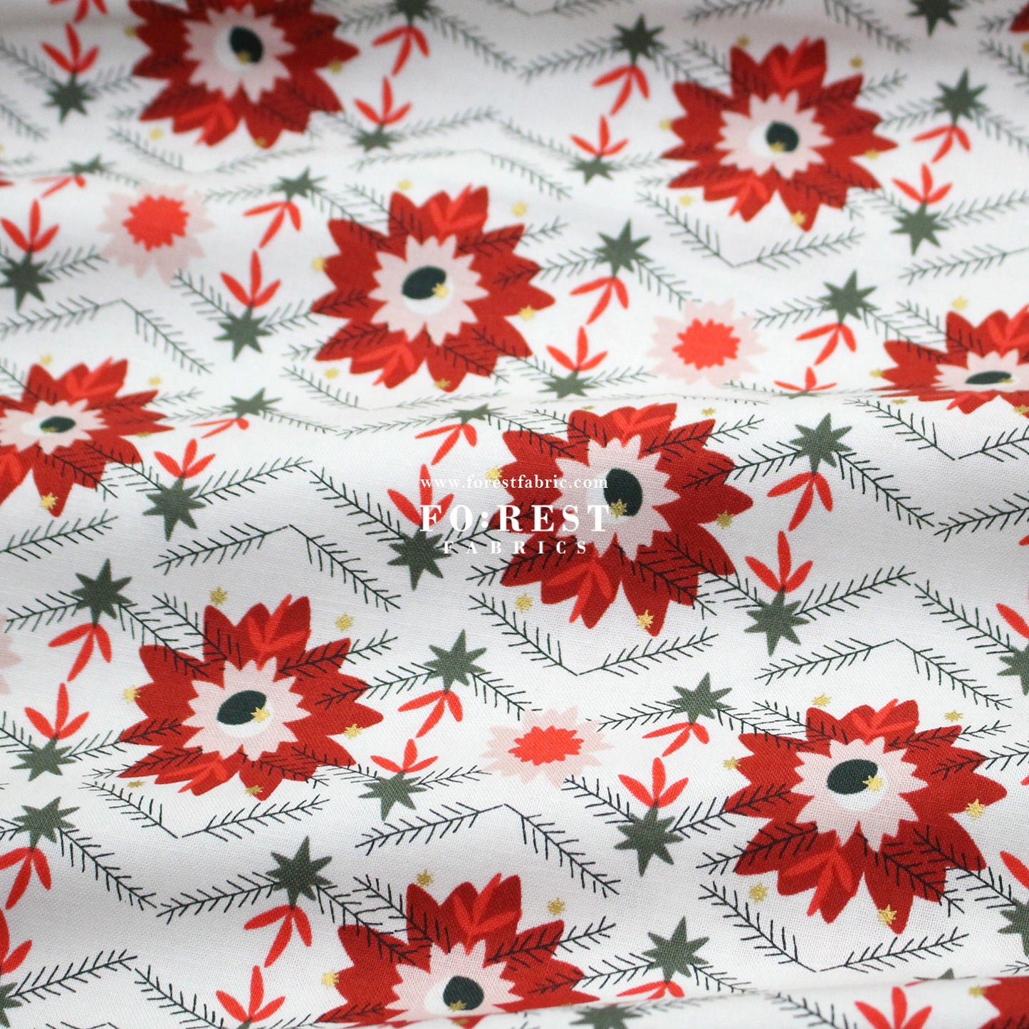 cotton - Poinsettia Crimson Metallic fabric