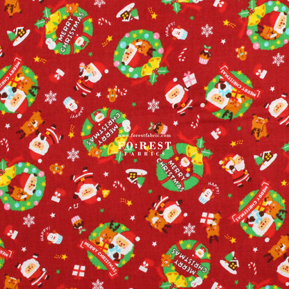 cotton - christmas santa fabric Red