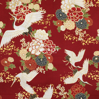 cotton - Crane fabric Red