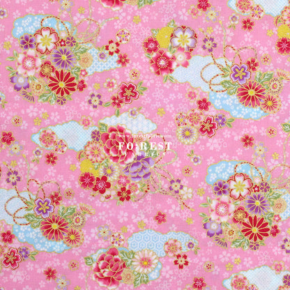 cotton - Decorative Sakura Cloud fabric Pink