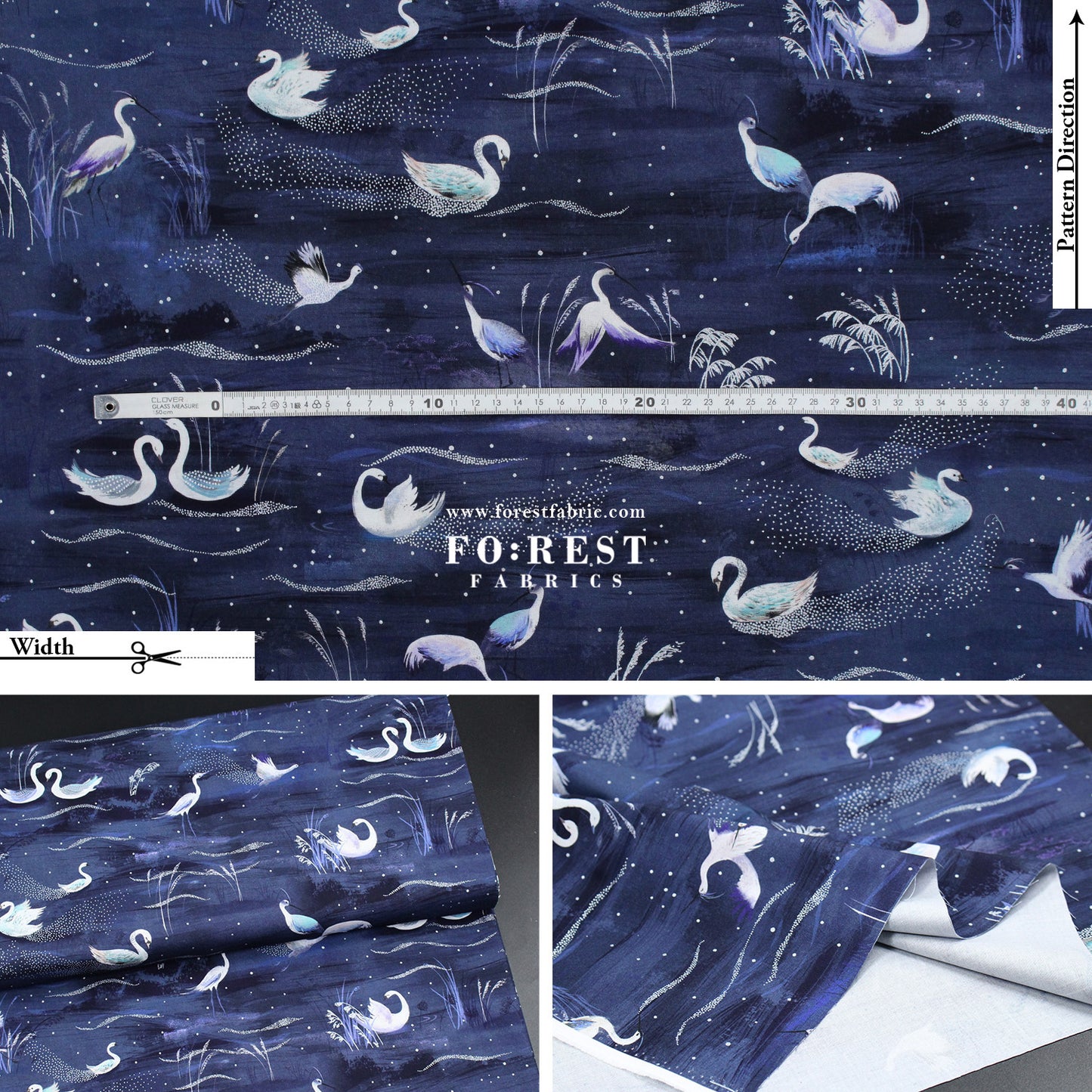 cotton - Ice Lake Starry Night Metallic fabric