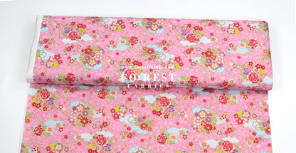 cotton - Decorative Sakura Cloud fabric Pink