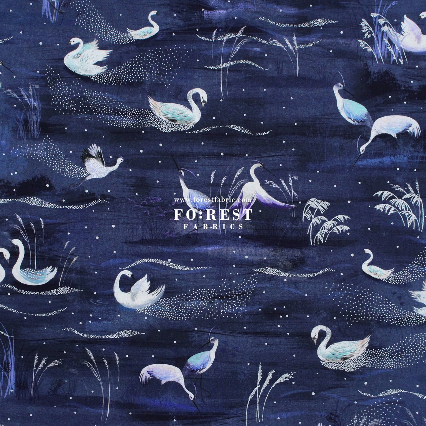 cotton - Ice Lake Starry Night Metallic fabric