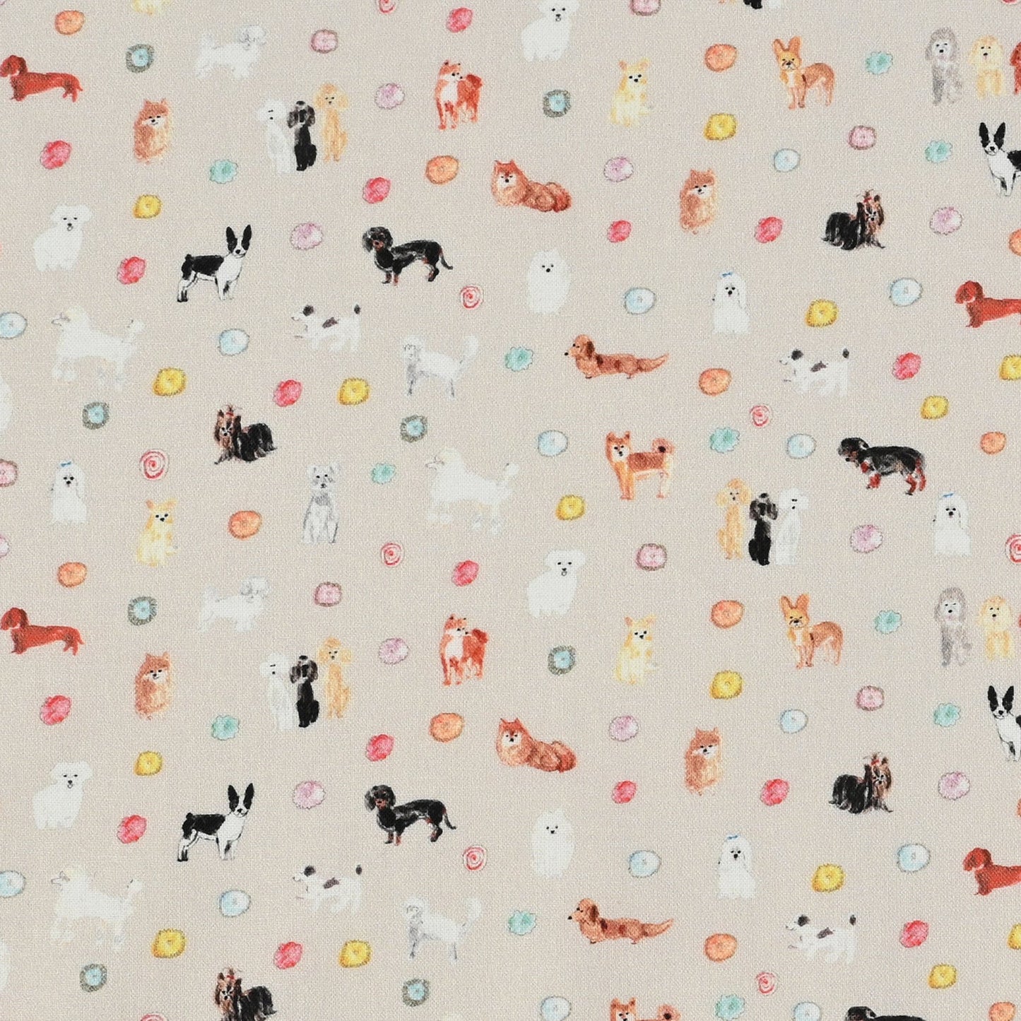 cotton - Dog and Flowers fabric