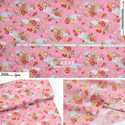 cotton - Decorative Sakura Cloud fabric Pink