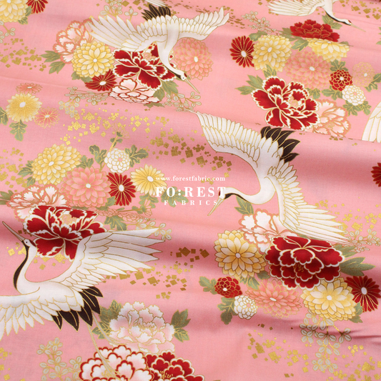 cotton - Crane fabric Pink