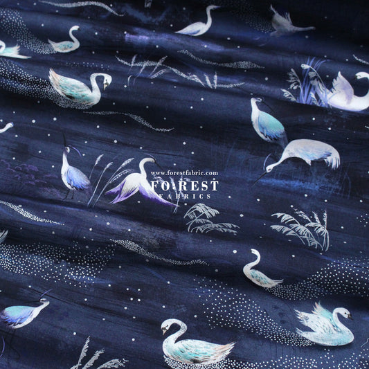 cotton - Ice Lake Starry Night Metallic fabric