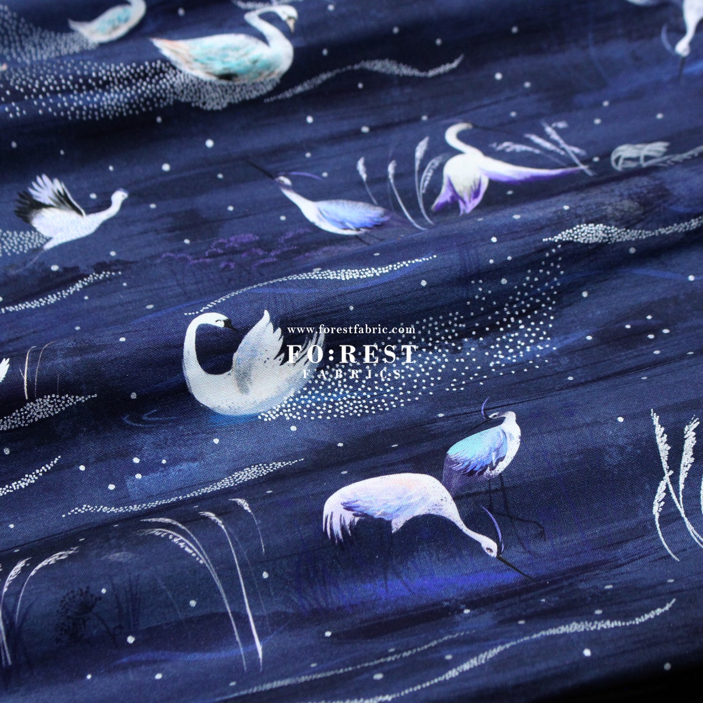 cotton - Ice Lake Starry Night Metallic fabric