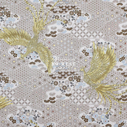 cotton - Phoenix with metallic fabric Cream