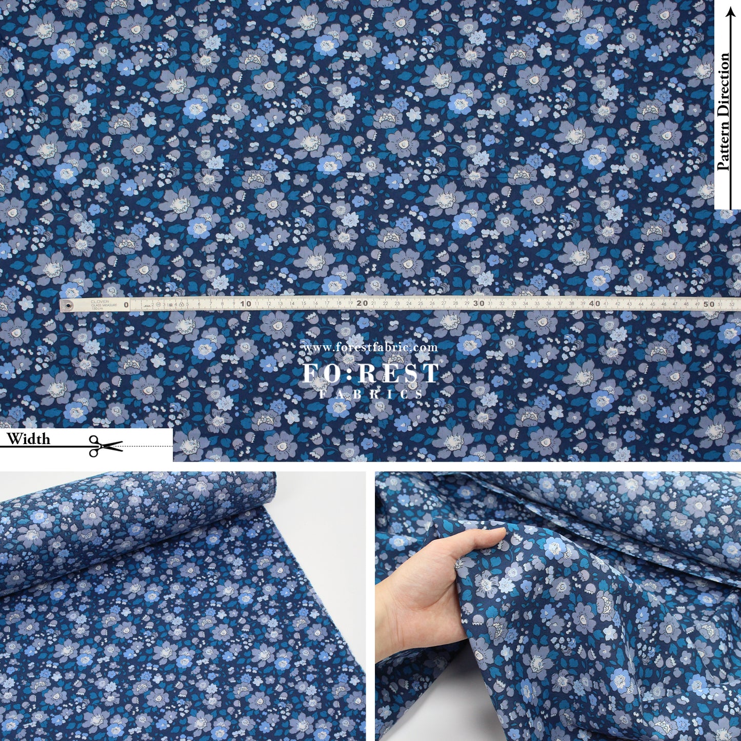 Liberty of London (Cotton Tana Lawn Fabric) - Betsy Meadow Metalic E