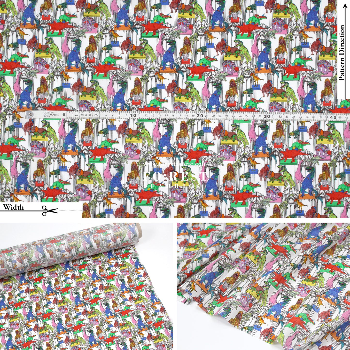 Liberty of London (Organic Tana Lawn Cotton Fabric) - Claws Roars N Dinosaur C