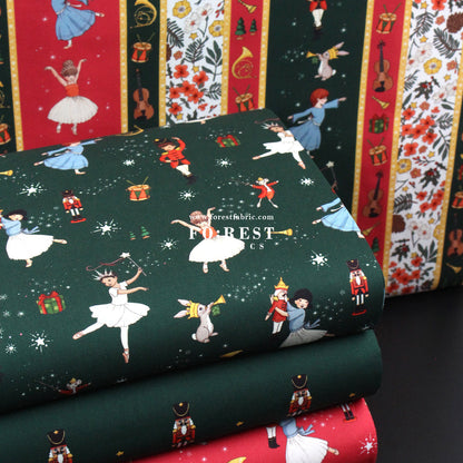 cotton - Christmas Ballerinas fabric Green