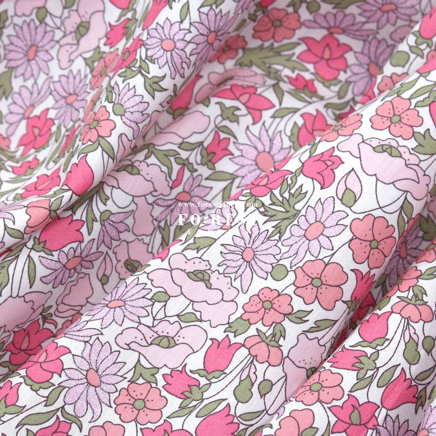 Liberty of London (Cotton Tana Lawn Fabric) - Poppy and Daisy Metalic A