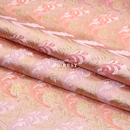 Gold Brocade - Flower fabric Pink