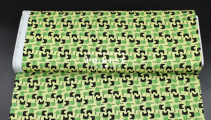 cotton - Sweater Cats fabric Green