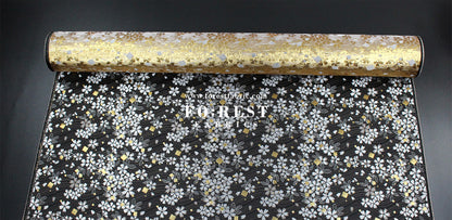 Gold Brocade - Square Sakura River fabric Black