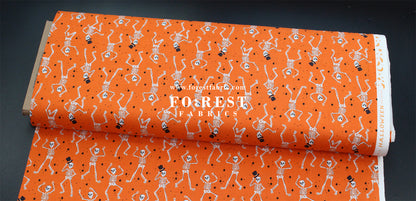 cotton - Skeletons Orange fabric