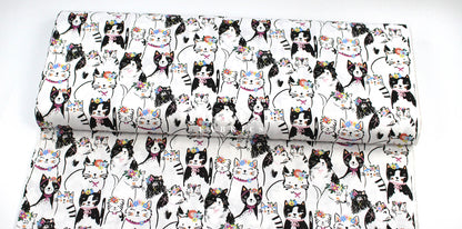 cotton - Florals Cats fabric