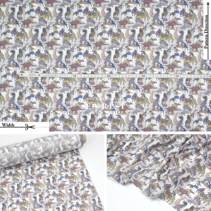 Liberty of London (Organic Tana Lawn Cotton Fabric) - Claws Roars N Dinosaur B